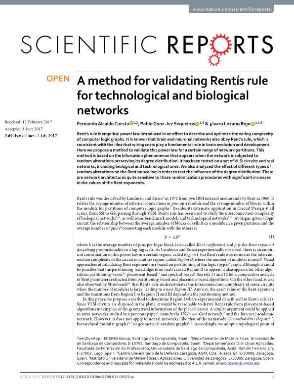 A method for validating Rent's rule for technological and biological networks