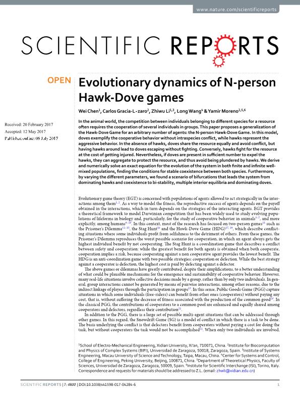 Evolutionary dynamics of N-person Hawk-Dove games