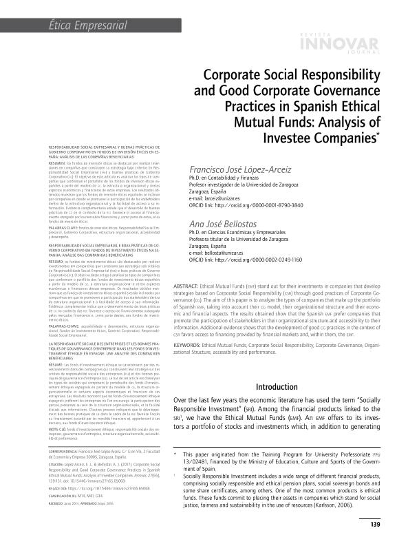 Corporate social responsibility and good corporate governance practices in Spanish ethical mutual funds: analysis of investee companies