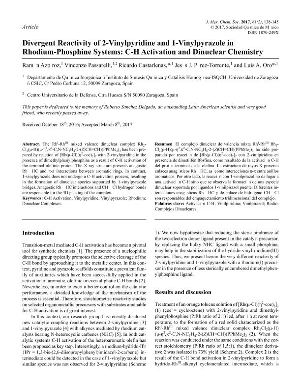 Divergent Reactivity Of 2 Vinylpyridine And 1 Vinylpyrazole In Rhodium Phosphine Systems C H Activation And Dinuclear Chemistr