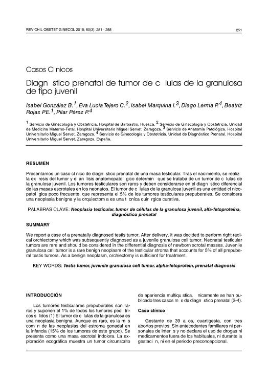 Diagnóstico prenatal de tumor de células de la granulosa de tipo juvenil