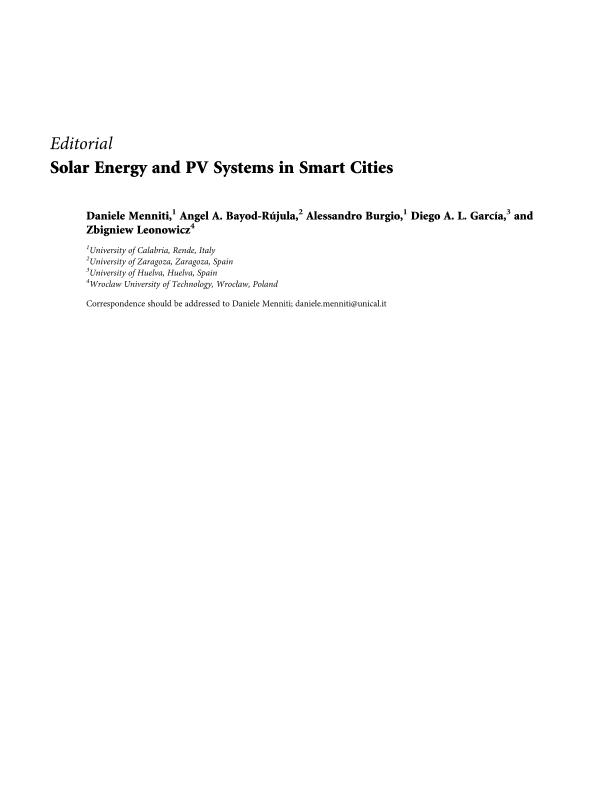 Solar Energy and PV Systems in Smart Cities