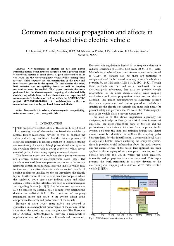 Common mode noise propagation and effects in a four-wheel drive electric vehicle