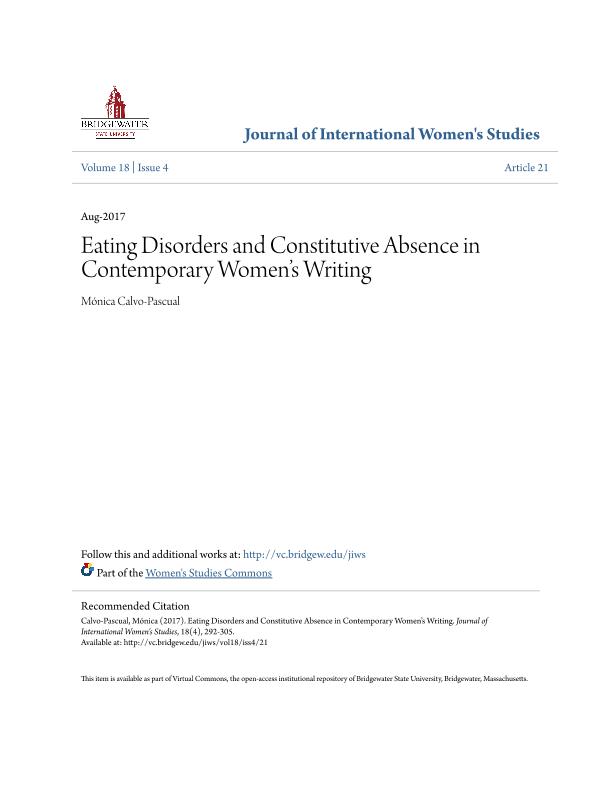 Eating disorders and constitutive absence in contemporary women's writing