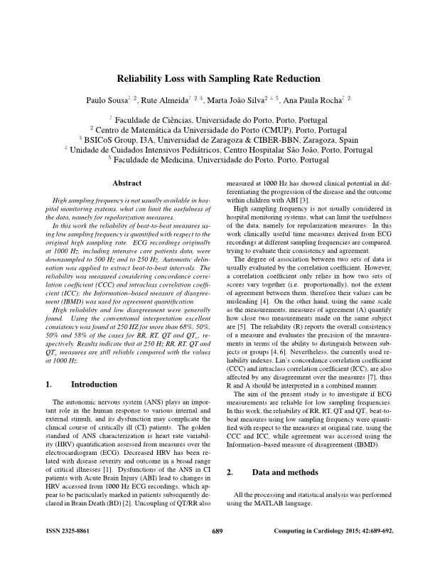 Reliability loss with sampling rate reduction