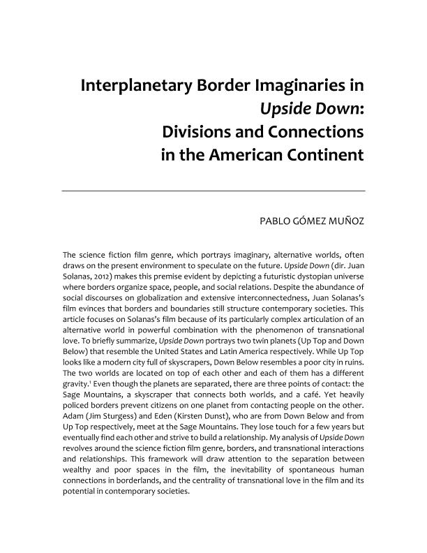 Interplanetary Border Imaginaries in Upside Down: Divisions and Connections in the American Continent