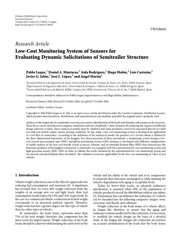 Low-Cost Monitoring System of Sensors for Evaluating Dynamic Solicitations of Semitrailer Structure