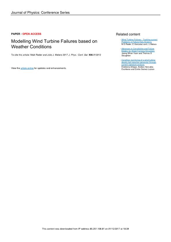 Modelling Wind Turbine Failures based on Weather Conditions