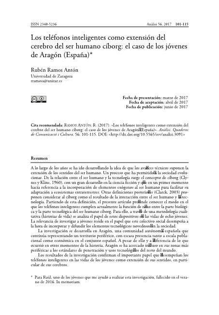 Smartphones as an extension of the human cyborg: the case of the youth from Aragon (Spain)