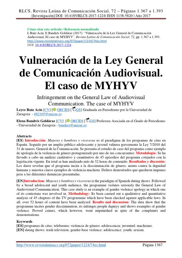 Vulneración de la Ley General de Comunicación Audiovisual. El caso de Myhyv