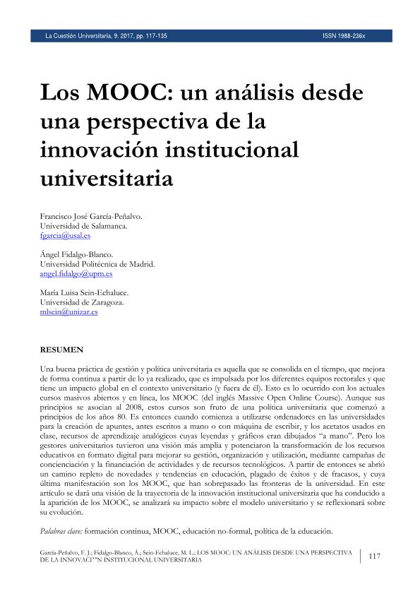 Los MOOC: Un análisis desde una perspectiva de la innovación institucional universitaria