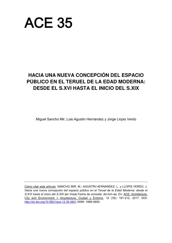 Hacia una nueva concepción del espacio público en el Teruel de la Edad Moderna: desde el s.XVI hasta el inicio del s.XIX