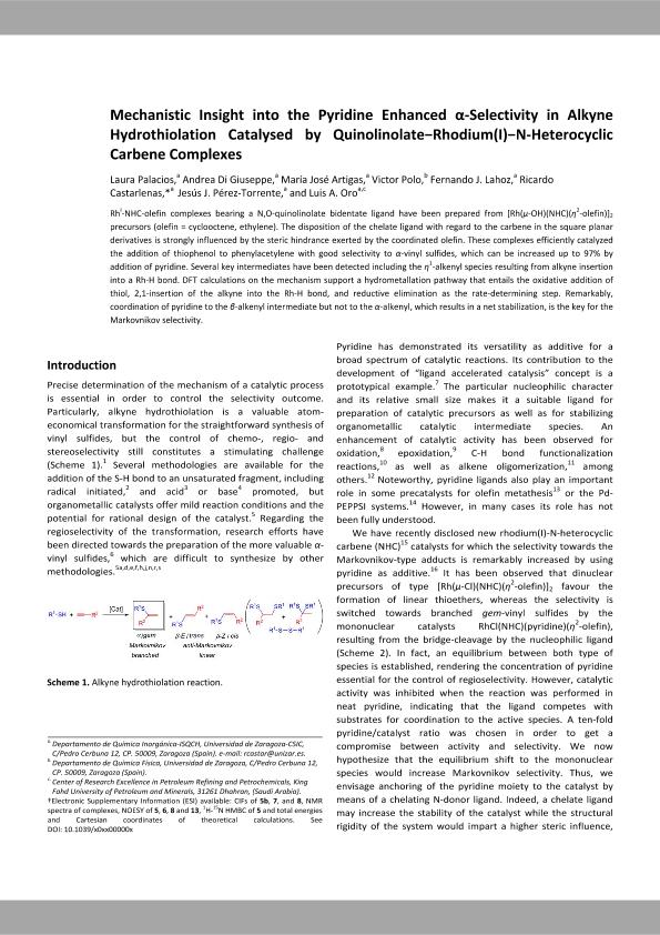 Mechanistic insight into the pyridine enhanced a-selectivity in alkyne hydrothiolation catalysed by quinolinolate–rhodium(I)–N-heterocyclic carbene complexes