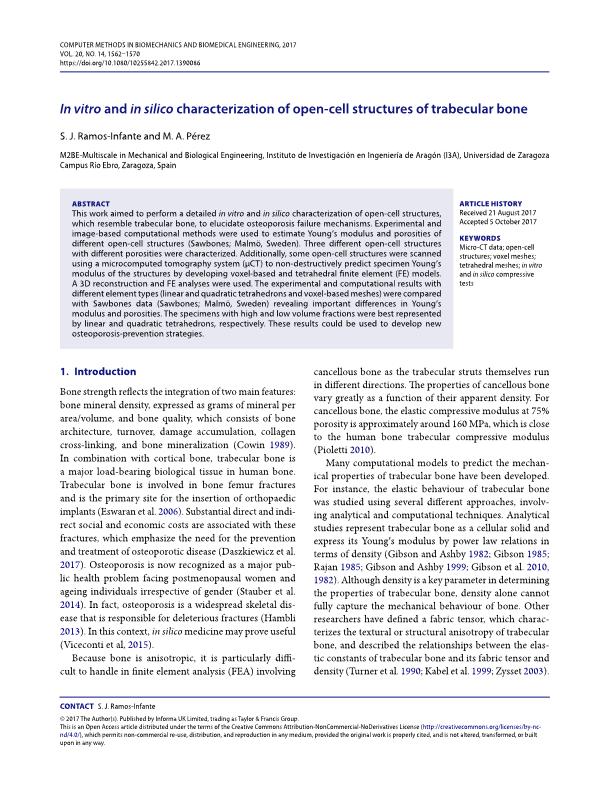 In vitro and in silico characterization of open-cell structures of trabecular bone