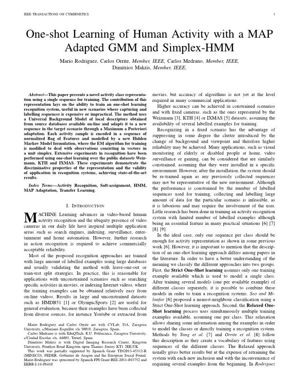 One-Shot Learning of Human Activity With an MAP Adapted GMM and Simplex-HMM
