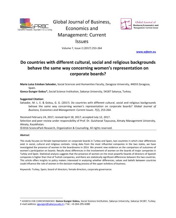 Do countries with different cultural, social and religious backgrounds behave the same way concerning women’s representation on corporate boards?