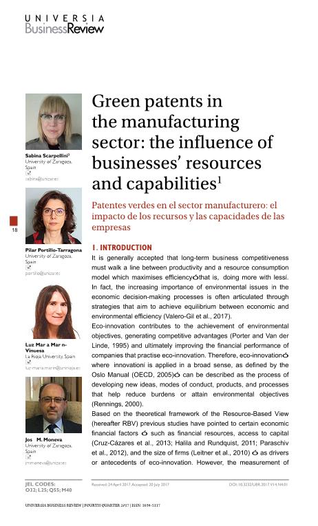 Green patents in the manufacturing sector: the influence of businesses’ resources and capabilities