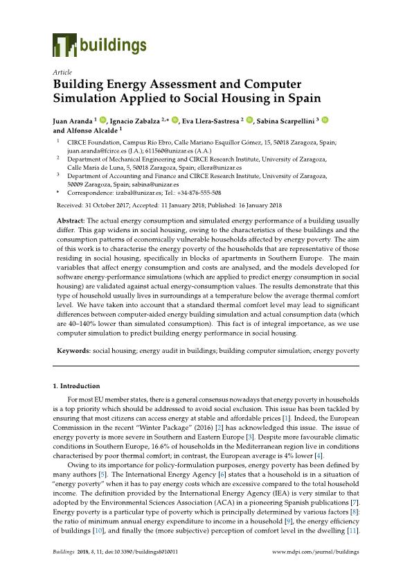 Building energy assessment and computer simulation applied to social housing in Spain
