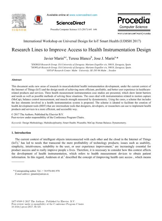 Research Lines to Improve Access to Health Instrumentation Design