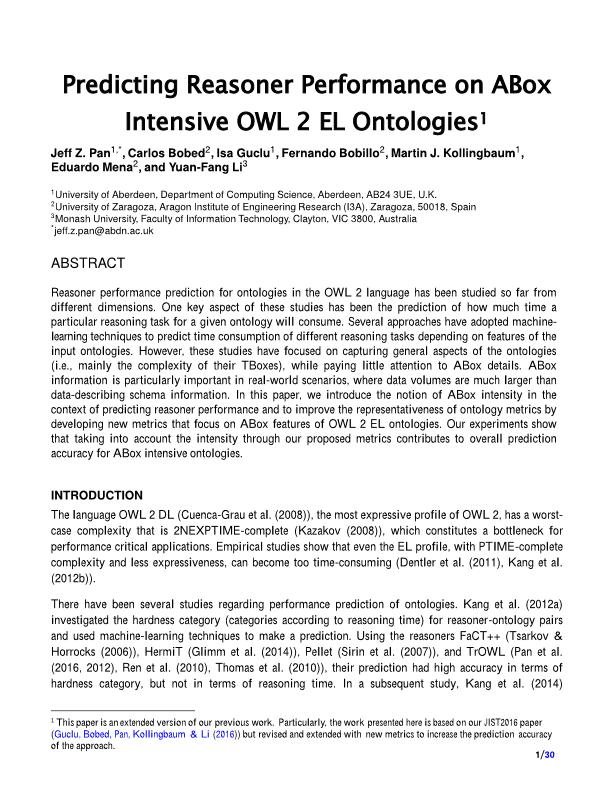Predicting reasoner performance on ABox intensive OWL 2 EL ontologies