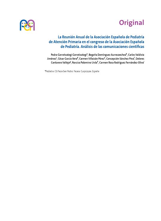 La Reunión Anual de la Asociación Española de Pediatría de Atención Primaria en el congreso de la Asociación Española de Pediatría. Análisis de las comunicaciones científicas