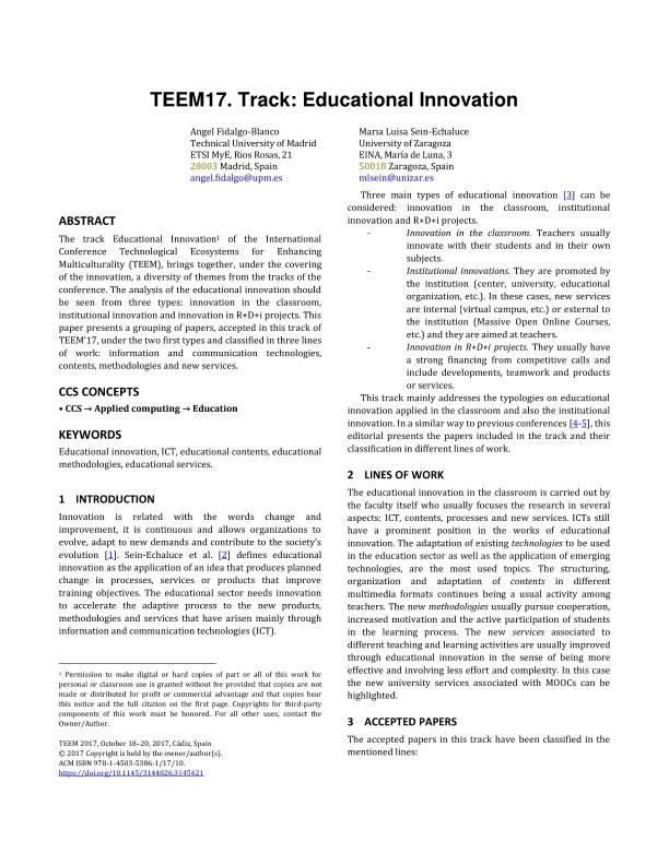 TEEM17. Track: Educational innovation