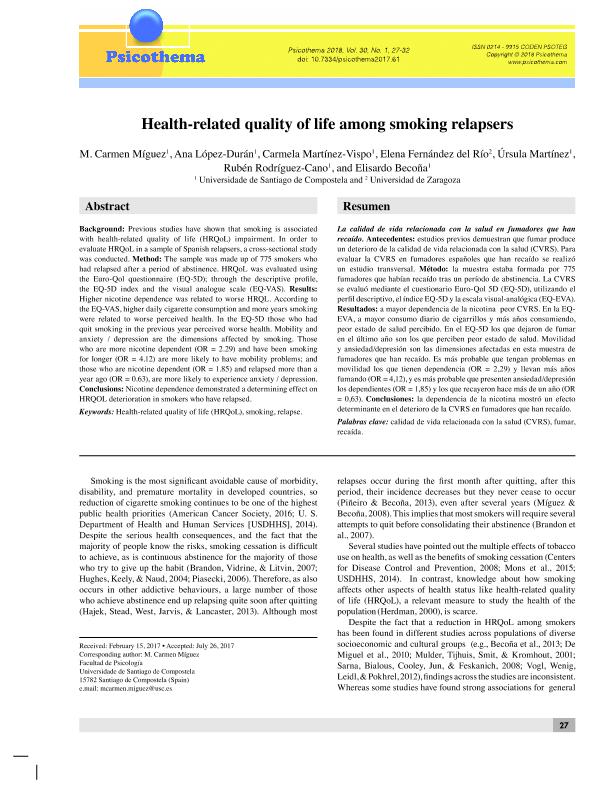 Health-related quality of life among smoking relapsers