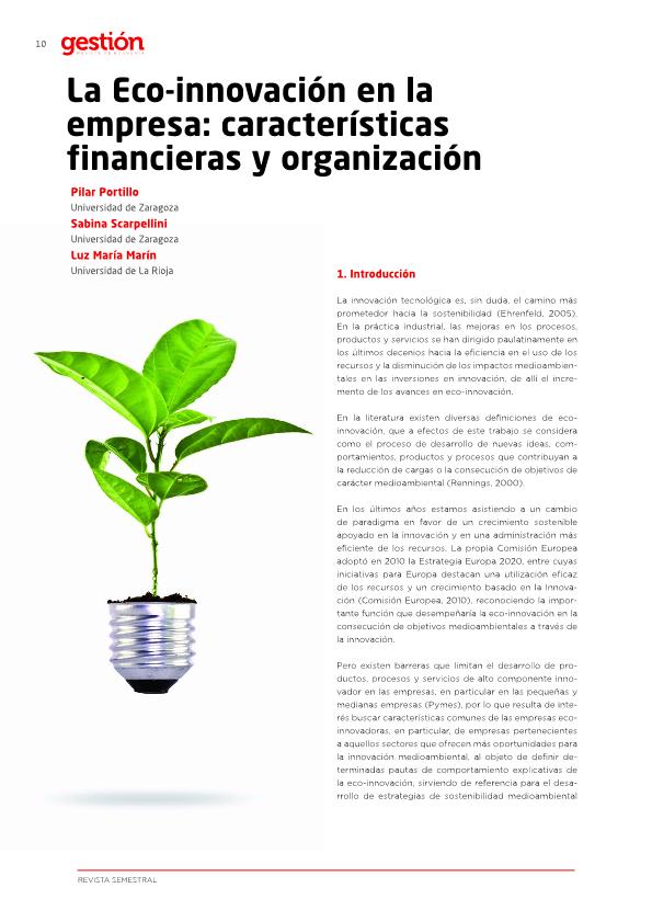 La Eco-innovación en la empresa: características financieras y organización