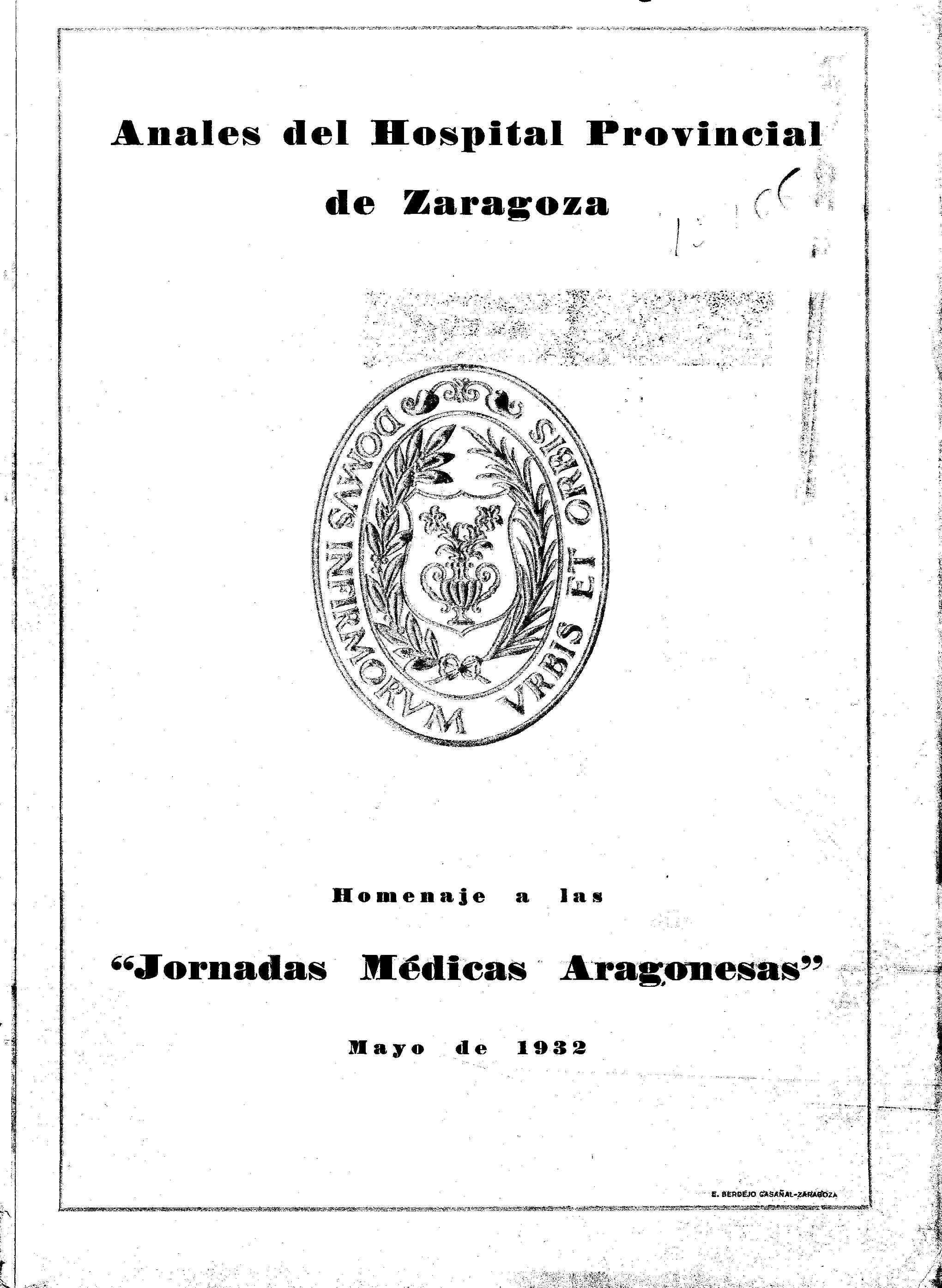 Anales del Hospital Provincial de Zaragoza, mayo,  (1932)