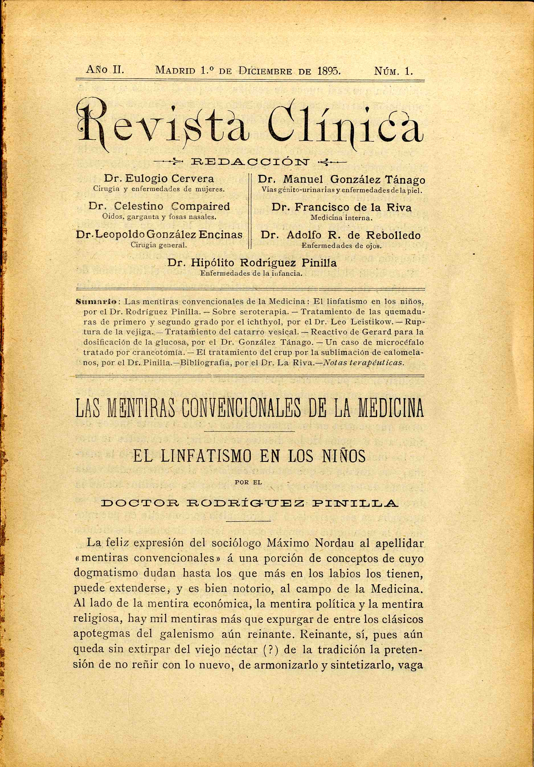 Revista Clínica (Madrid), Año II, n-1-6.8-23,  (1895-96)