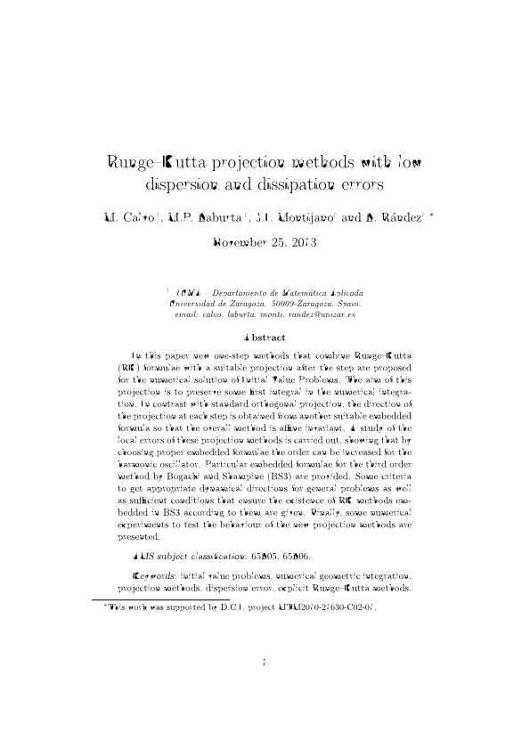 Runge-Kutta projection methods with low dispersion and dissipation errors