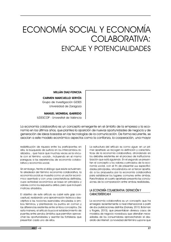 Economía Social y Economía Colaborativa: Encaje y Potencialidades -  Repositorio Institucional de Documentos