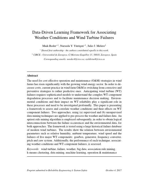Data-driven learning framework for associating weather conditions and wind turbine failures