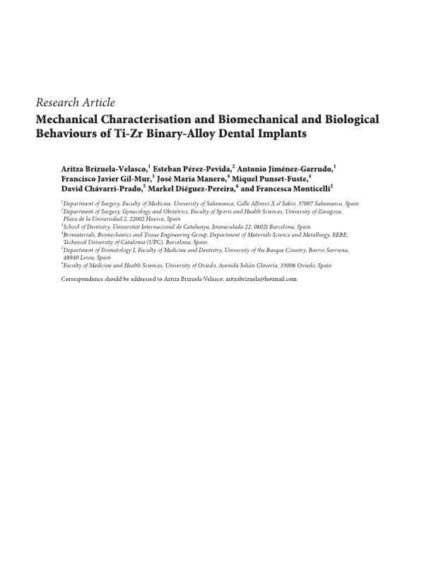 Mechanical characterisation and biomechanical and biological behaviours of Ti-Zr binary-Alloy dental implants