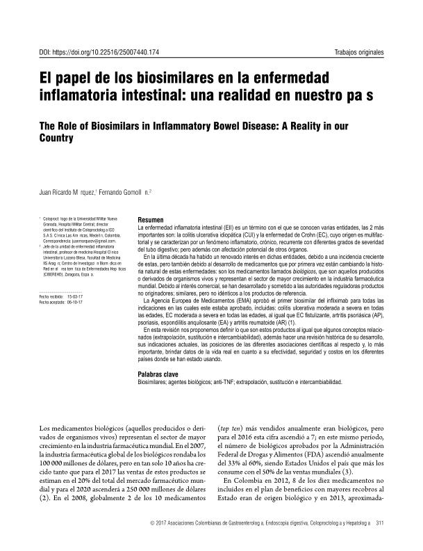 El papel de los biosimilares en la enfermedad inflamatoria intestinal: Una realidad en nuestro país