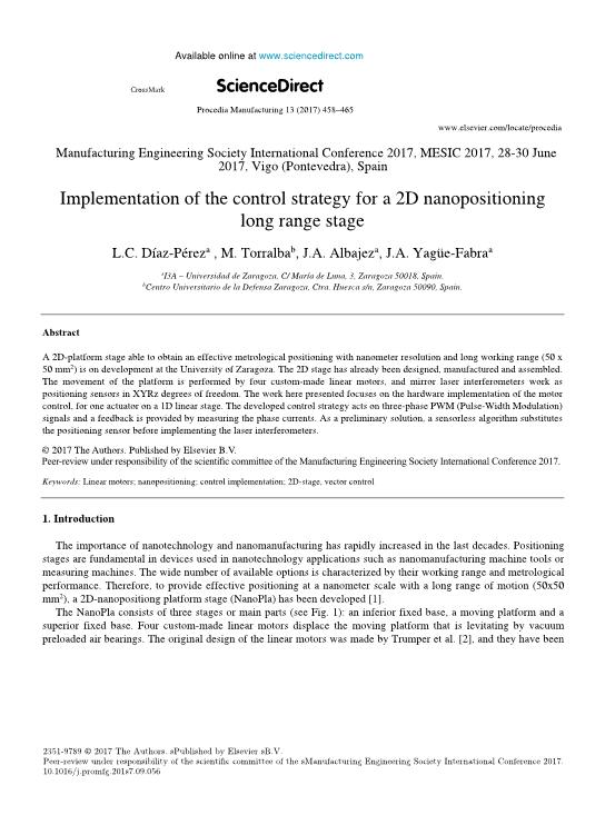 Implementation of the control strategy for a 2D nanopositioning long range stage