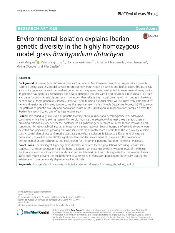 Environmental isolation explains Iberian genetic diversity in the highly homozygous model grass Brachypodium distachyon