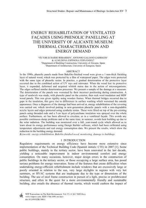 Energy rehabilitation of ventilated faÇades using phenolic panelling at the university of Alicante museum: Thermal characterisation and energy demand