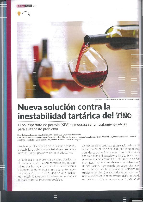 Nueva solución contra la inestabilidad tartárica del vino