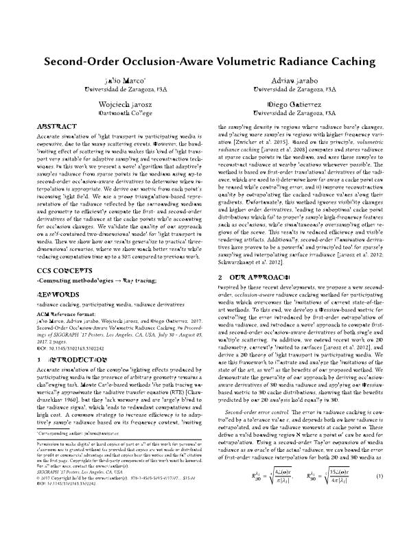 Second-order Occlusion-aware Volumetric Radiance Caching