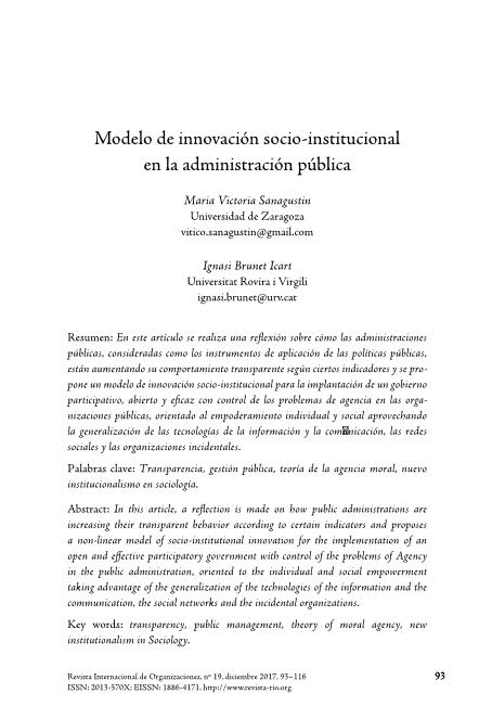 Modelo de innovación socio-institucional en la administración pública