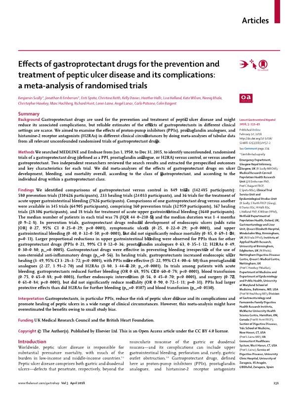Effects of gastroprotectant drugs for the prevention and treatment of peptic ulcer disease and its complications: a meta-analysis of randomised trials