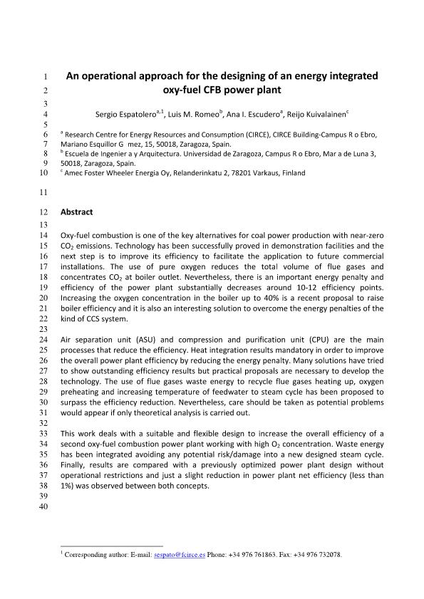 An operational approach for the designing of an energy integrated oxy-fuel CFB power plant