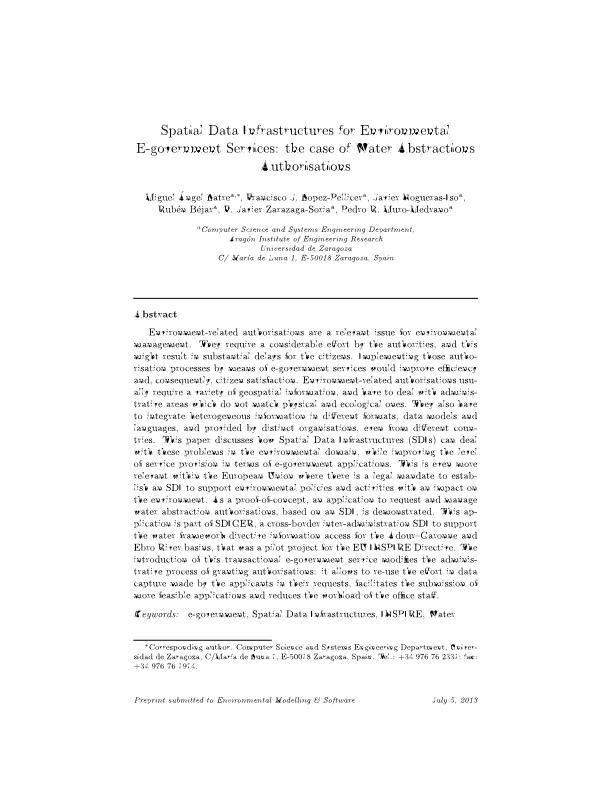 Spatial Data Infrastructures for environmental e-government services: The case of water abstractions authorisations