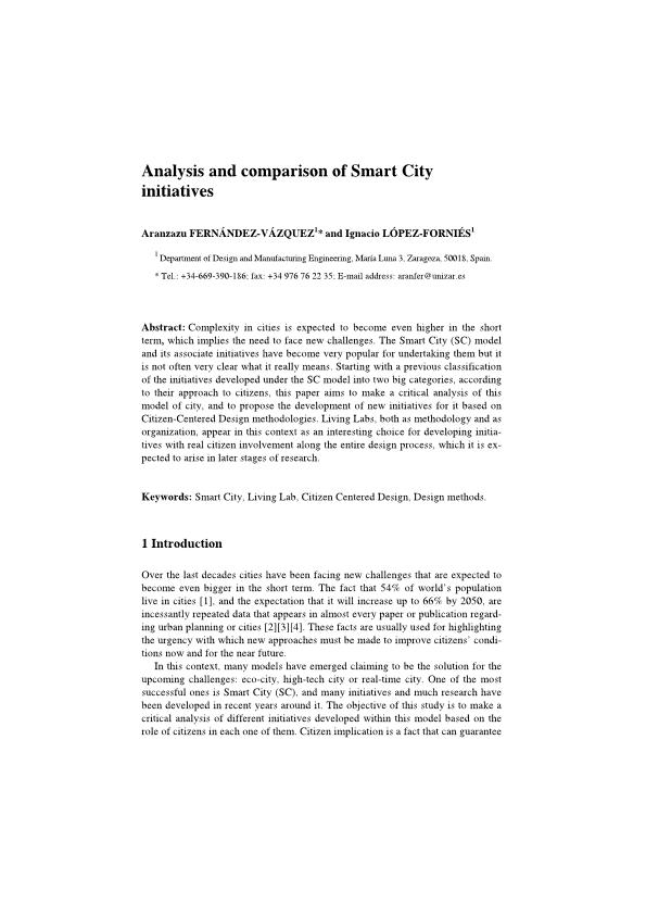 Analysis and comparison of smart city initiatives