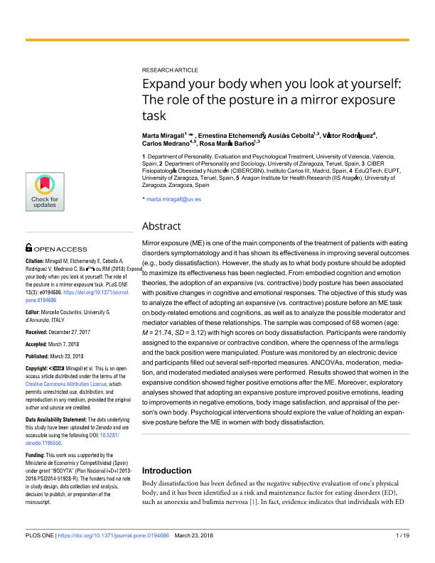 Expand your body when you look at yourself: The role of the posture in a mirror exposure task