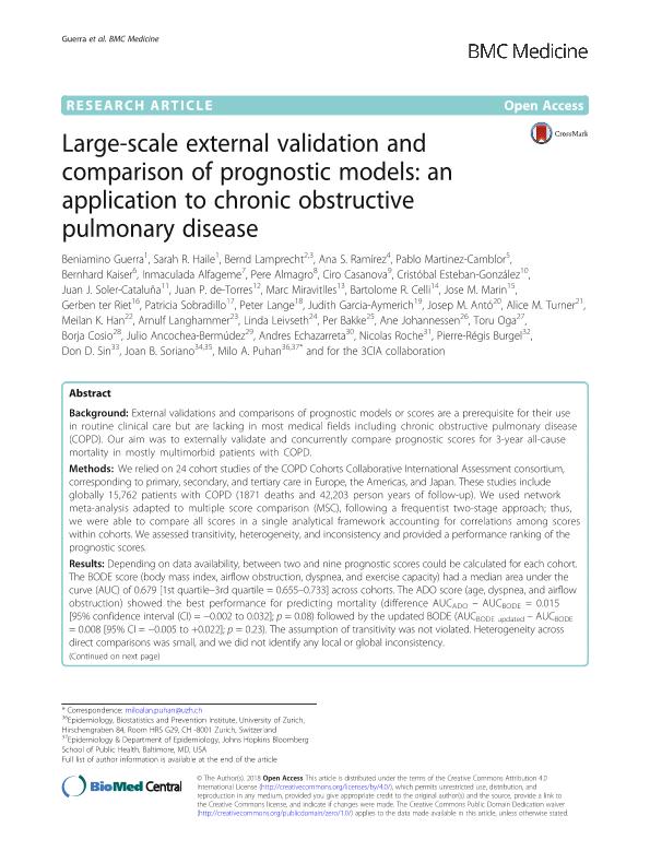 Large-scale external validation and comparison of prognostic models: An application to chronic obstructive pulmonary disease
