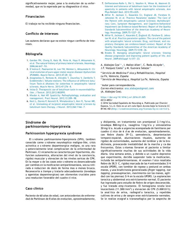 Síndrome de parkinsonismo-hiperpirexia