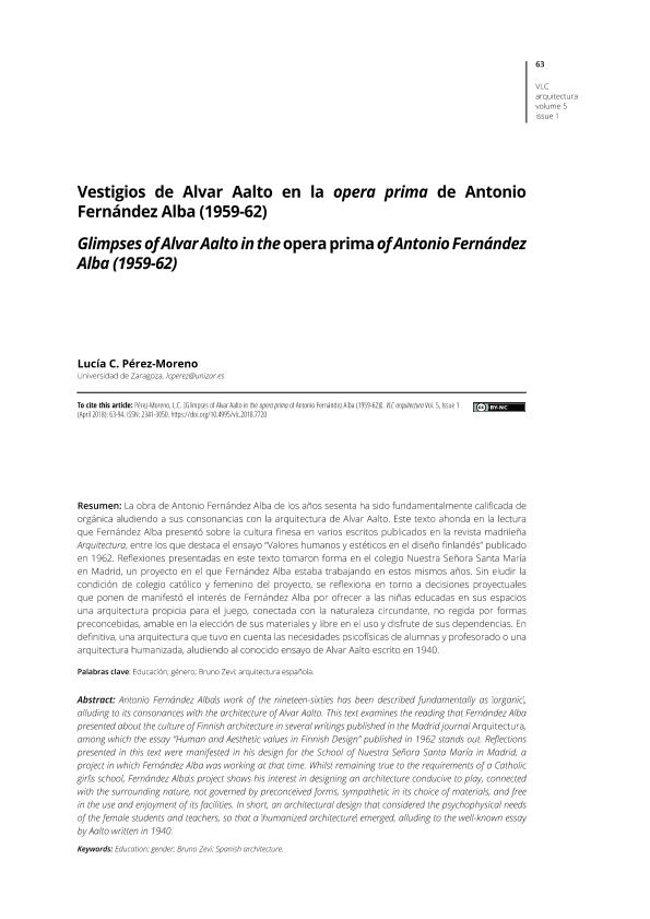 Vestigios de Alvar Aalto en la opera prima de Antonio Fernández Alba (1959-62) [Glimpses of Alvar Aalto in the opera prima of Antonio Fernández Alba (1959-62)]