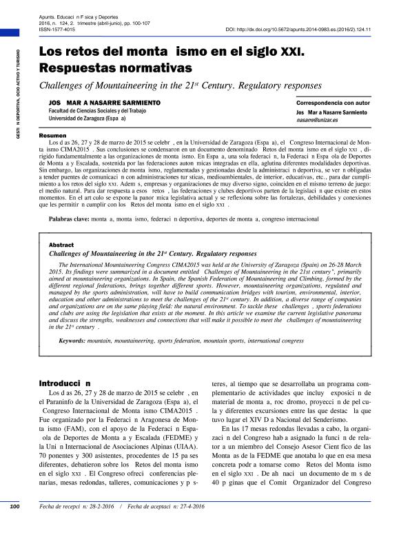 Los retos del montañismo en el siglo XXI. Respuestas normativas